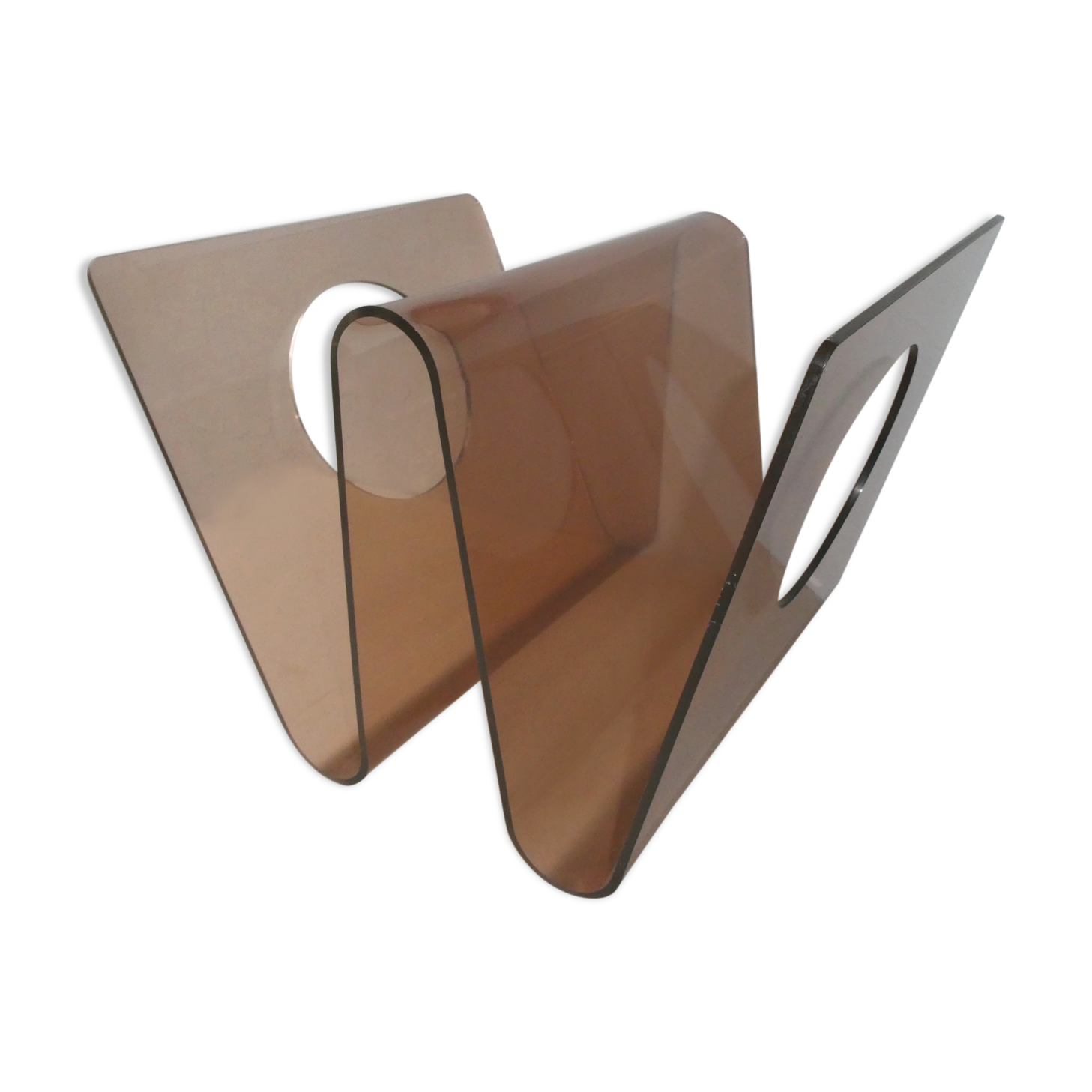 Magazine rack in plexiglas smoked 70s
