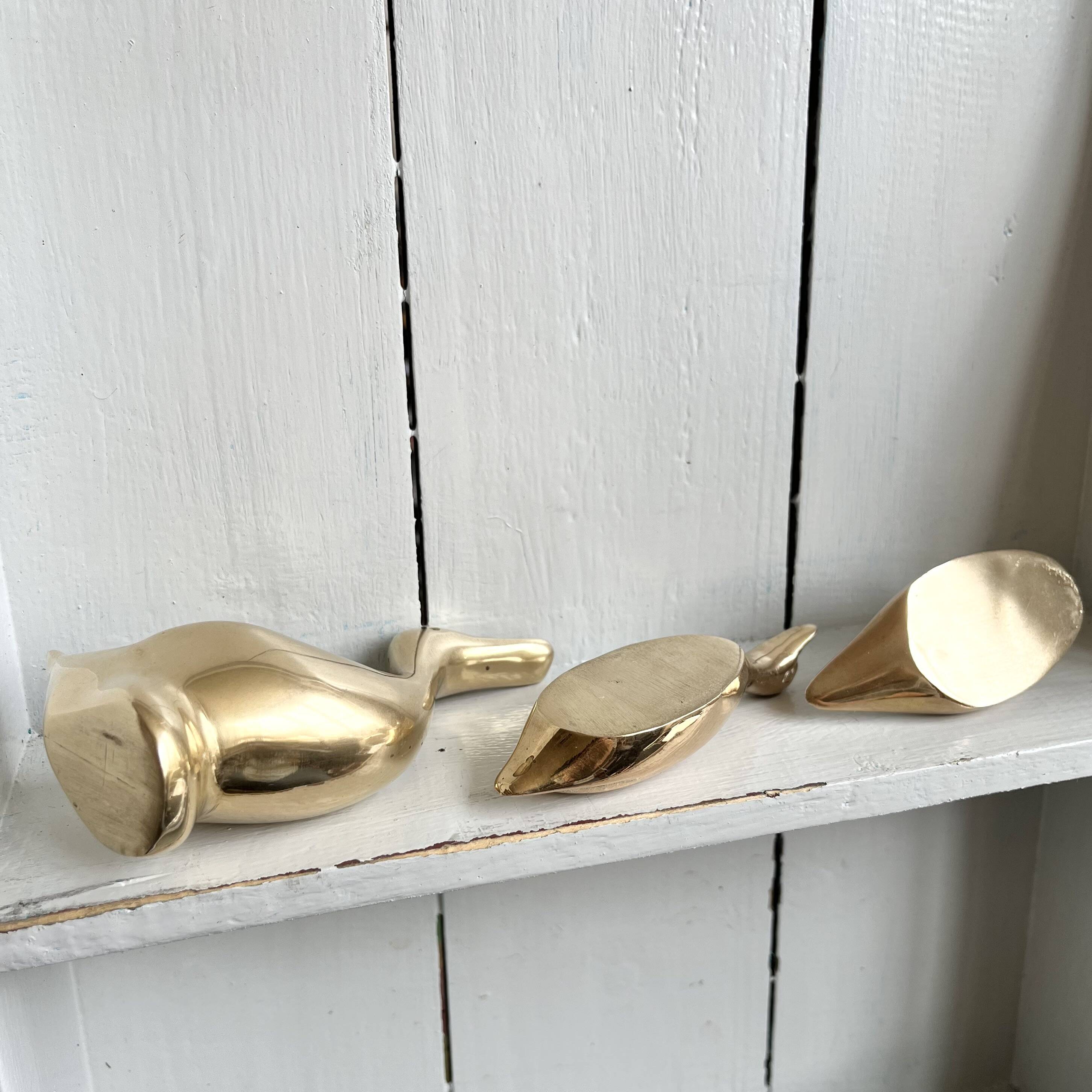 Three ducks or trio in solid brass