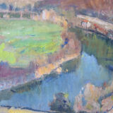 Impressionist landscape with river valley