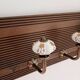 Wall coat rack 50 cm – 5 metal and ceramic hooks – Stained wood