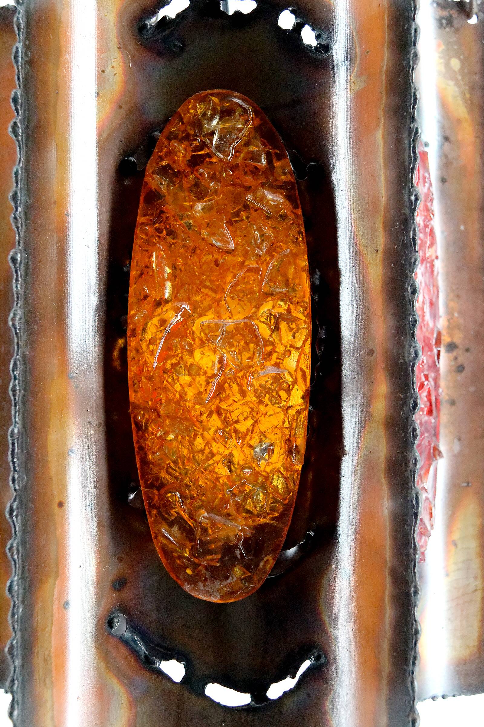 Suspension, Potiers d'Accolay, Patinated Copper and Fractal Resin, Circa 1970