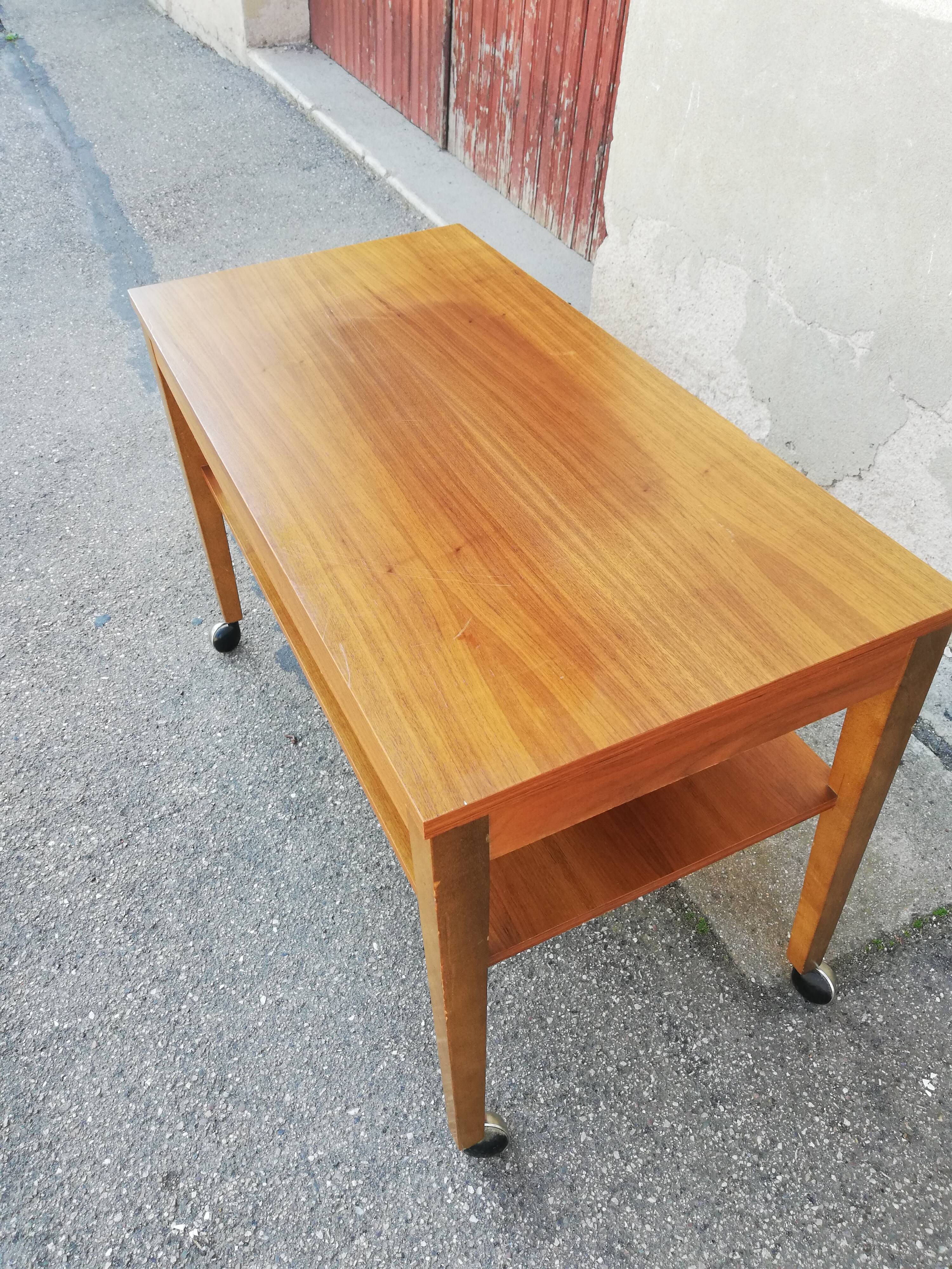 Table basse vintage bois 2 plateaux