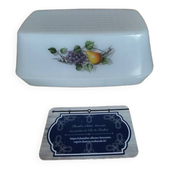 Arcopal fruit glass butter dish