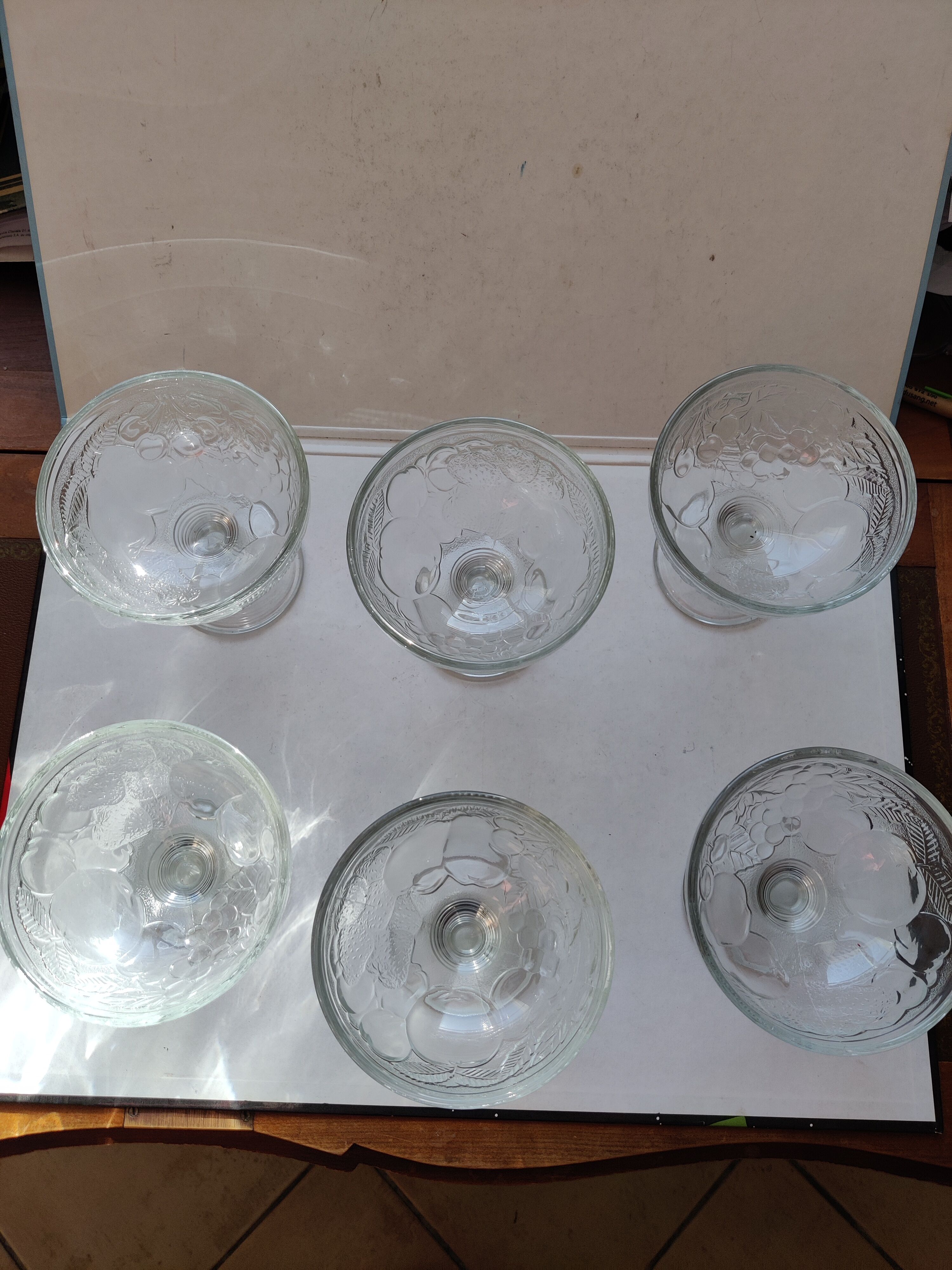 set of 6 thick glass ice cups decor vintage fruits