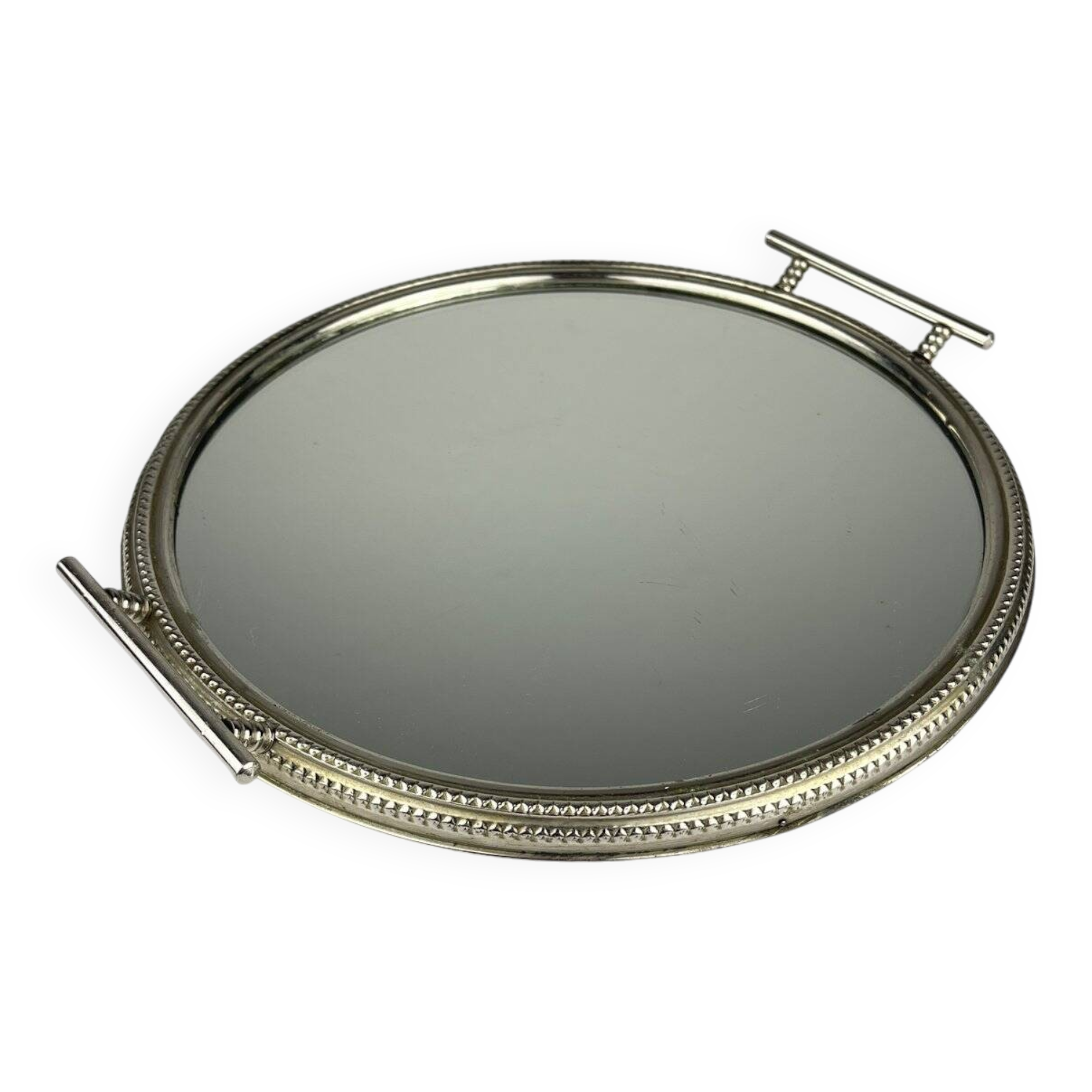Vintage metal tray with mirror, Italy, 1970s