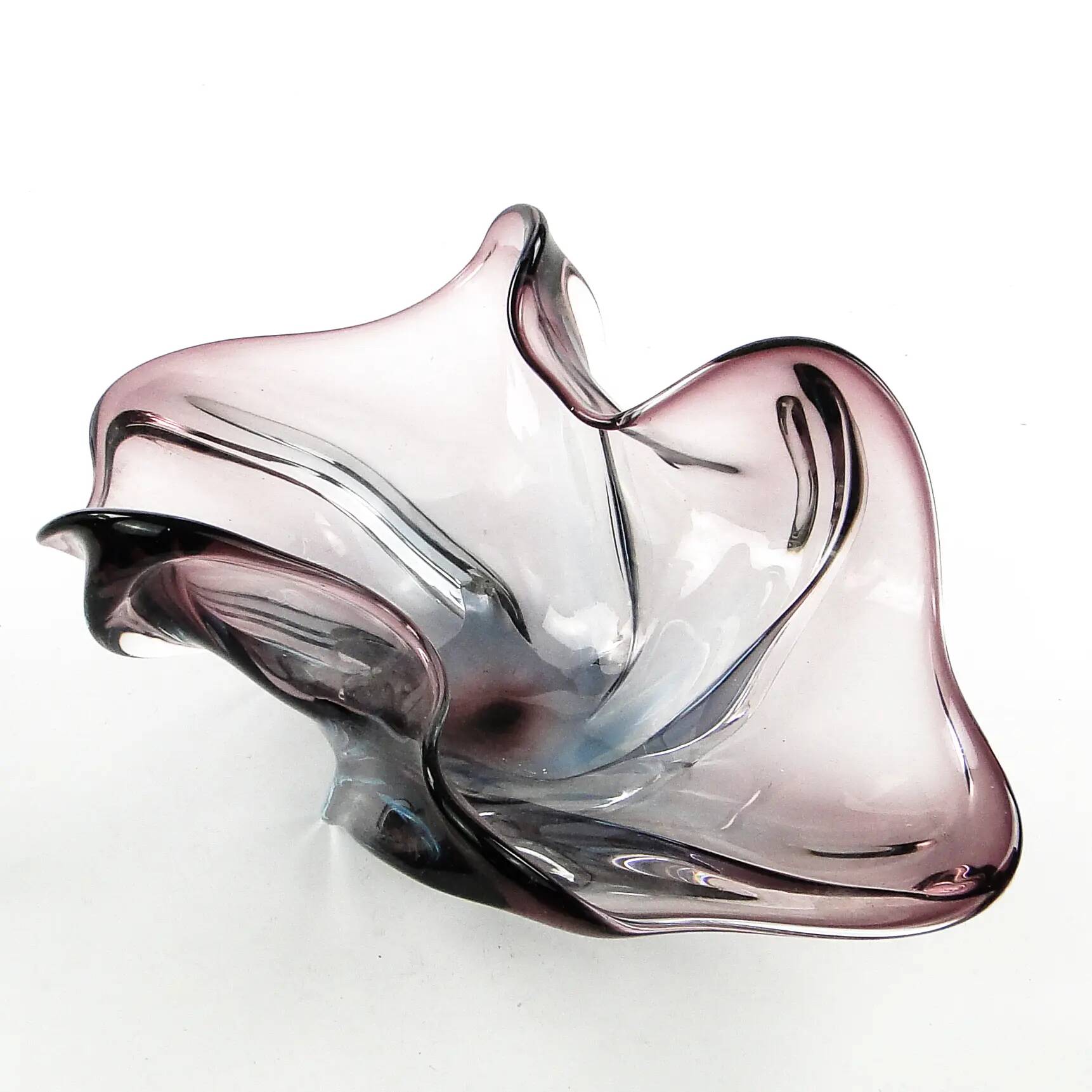 Sommerso bowl, mid-century modern, purple glass, Murano, Italy, 1950s