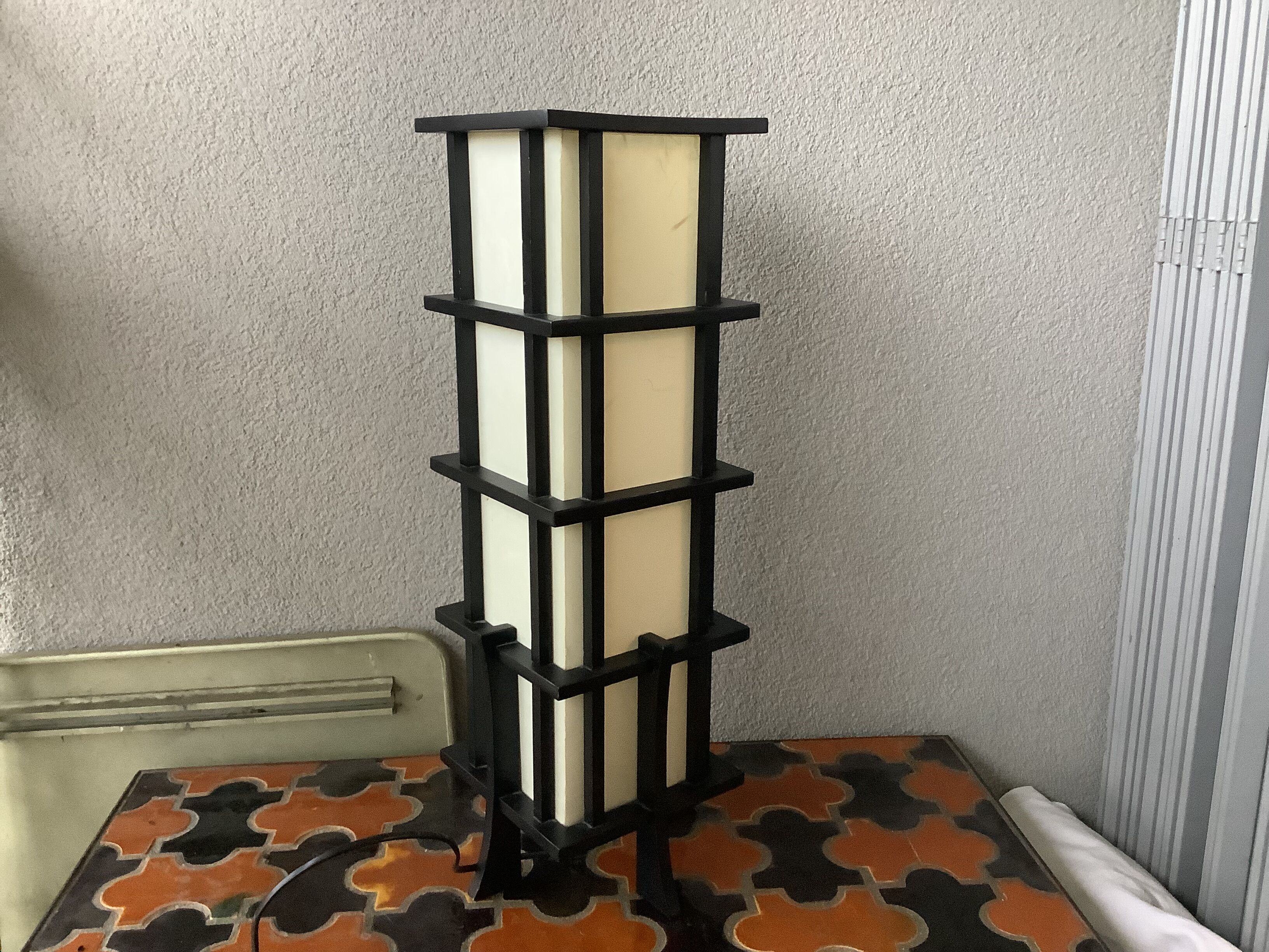 Japanese lamp Tarogo 80s wood and paper Kozo