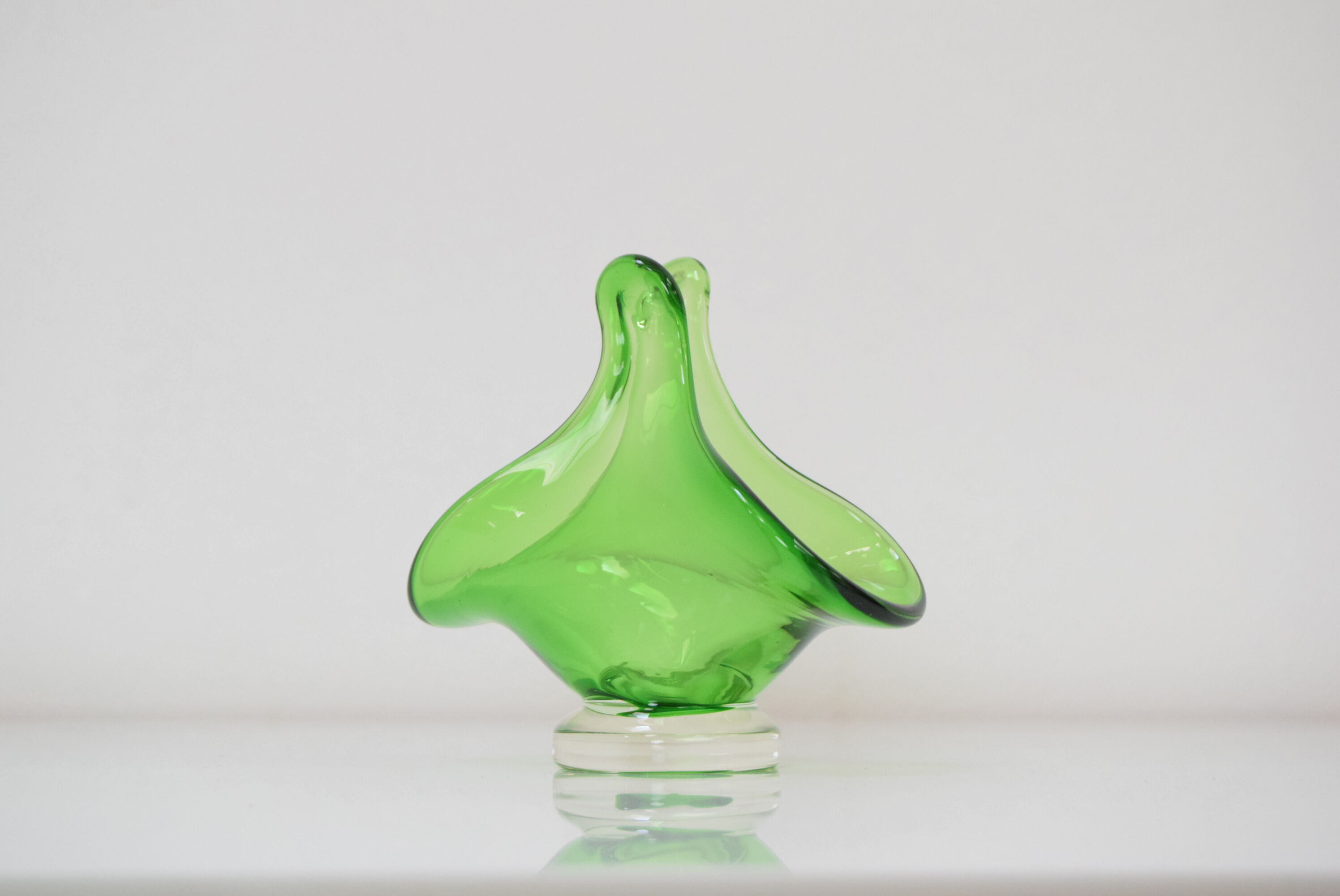 Art Glass Basket by Josef Hospodka for  Chribska Glassworks,1960's.