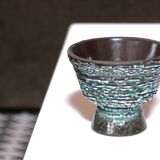 Pot de fleur en céramique turquoise et marron, années 50