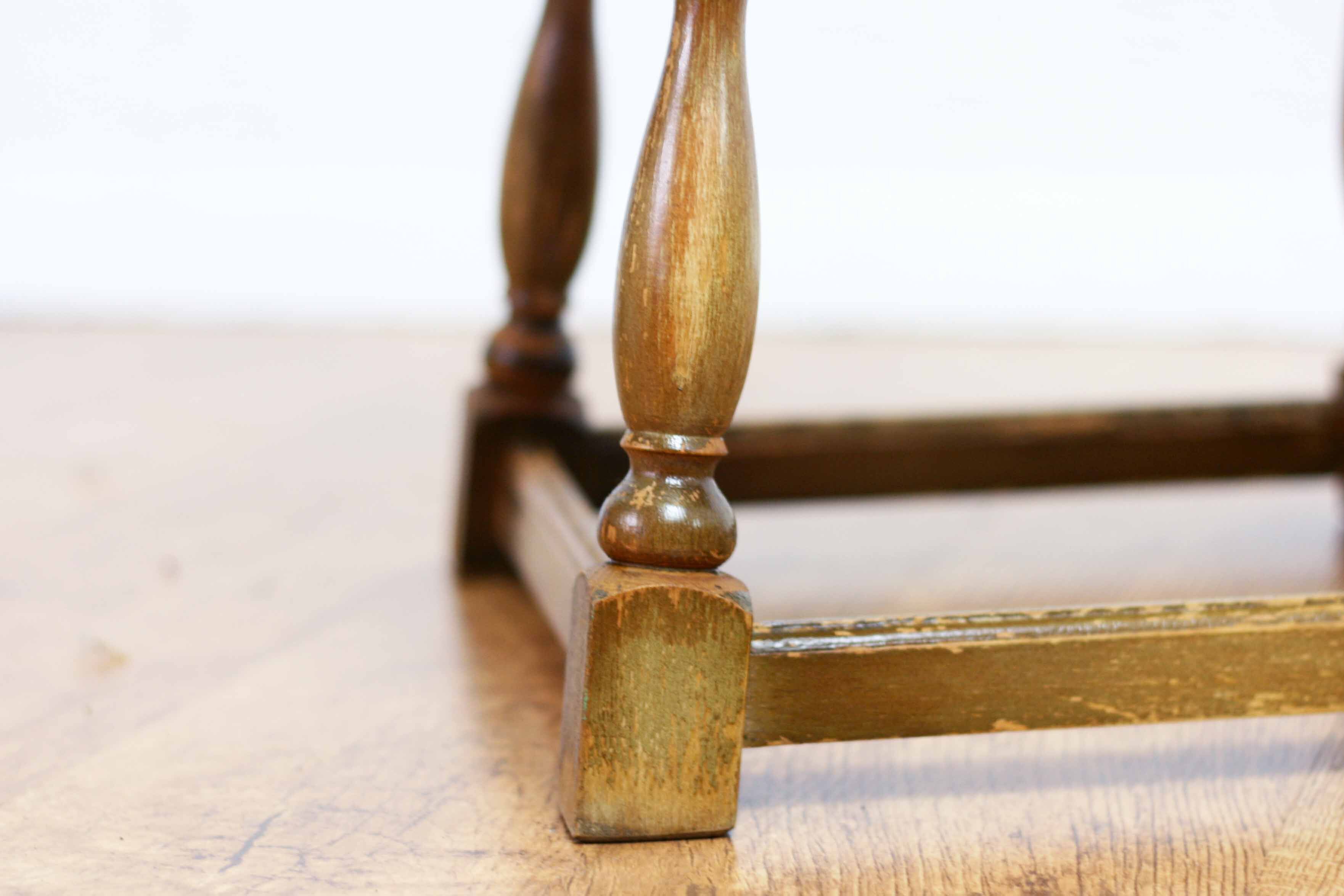 Authentic solid wood and green marble pedestal