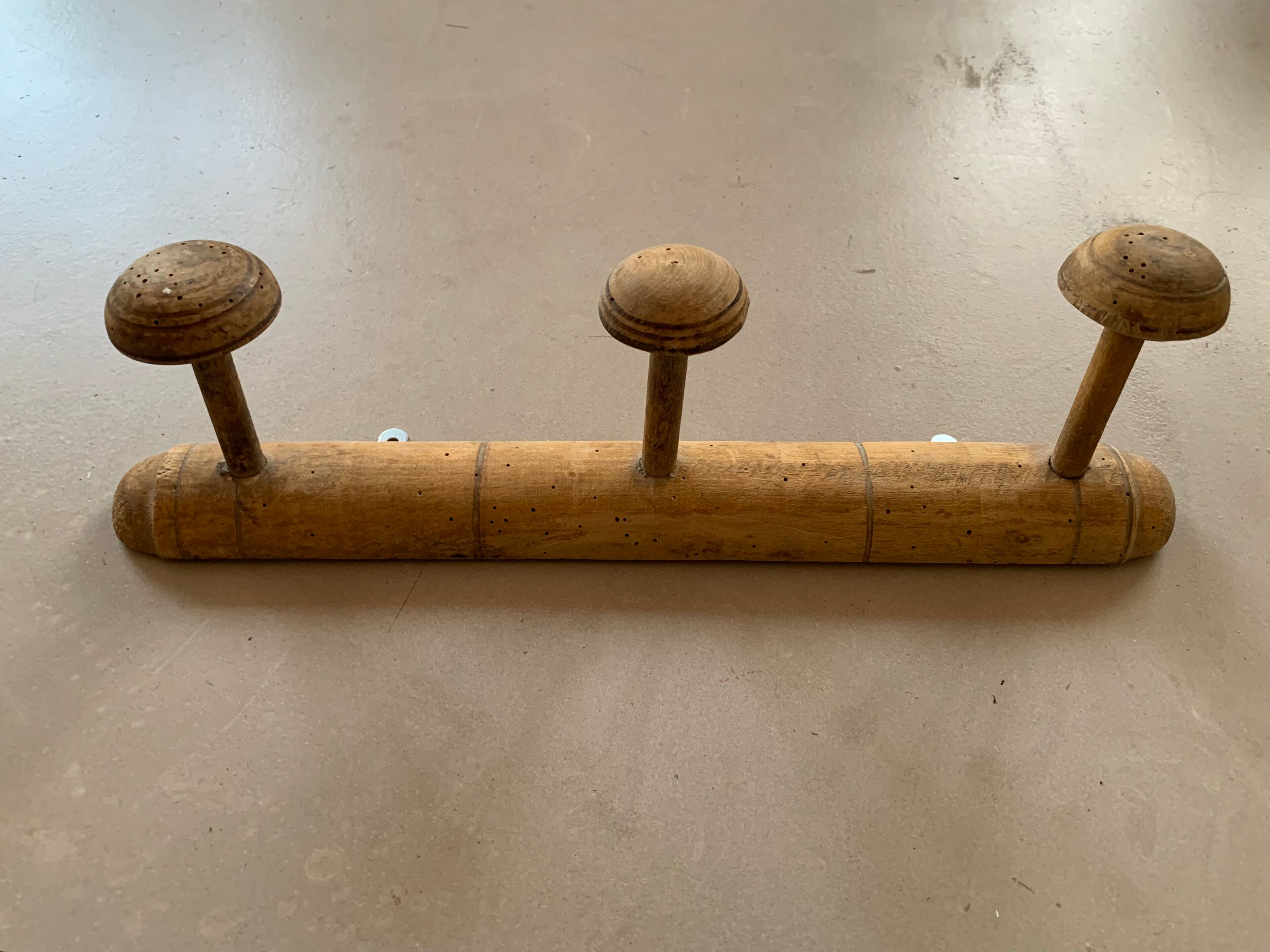 Antique wooden wall coat rack