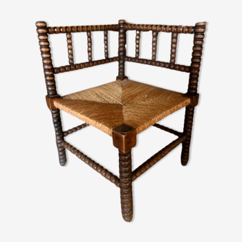 Chaise d'angle vintage française en bois