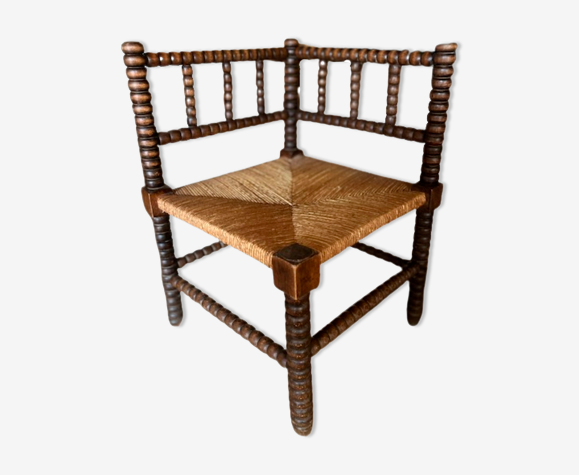Chaise d'angle vintage française en bois