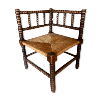 Vintage French wooden corner chair