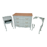 Louis XV style chest of drawers and bedside tables.