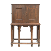 Travel cabinet on its base