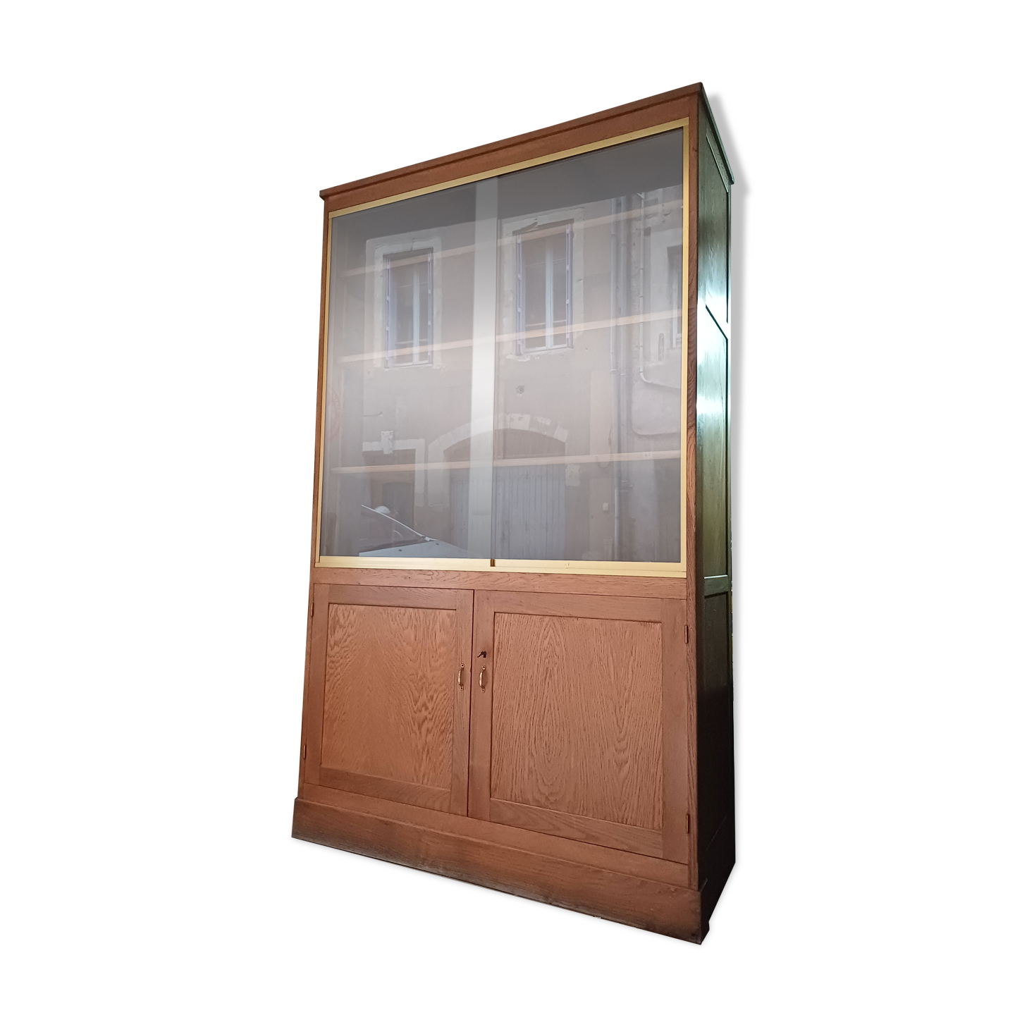 Grande Bibliothèque, Vitrine en bois massif, Design Fonctionnel 1950, 1960