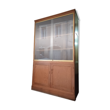 Large Bookcase, Solid Wood Display Cabinet, Functional Design 1950s, 1960s