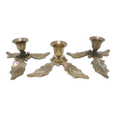 Trio of brass candle holders décor holly
