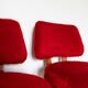 Set of 5 wooden chairs with red Pelfran moumoute