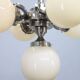 Czechoslovak Art Deco nickel chandelier with five opaline glass globes