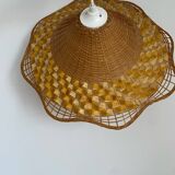 Woven wicker pendant light