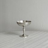 Silver-plated metal bowl on a stand