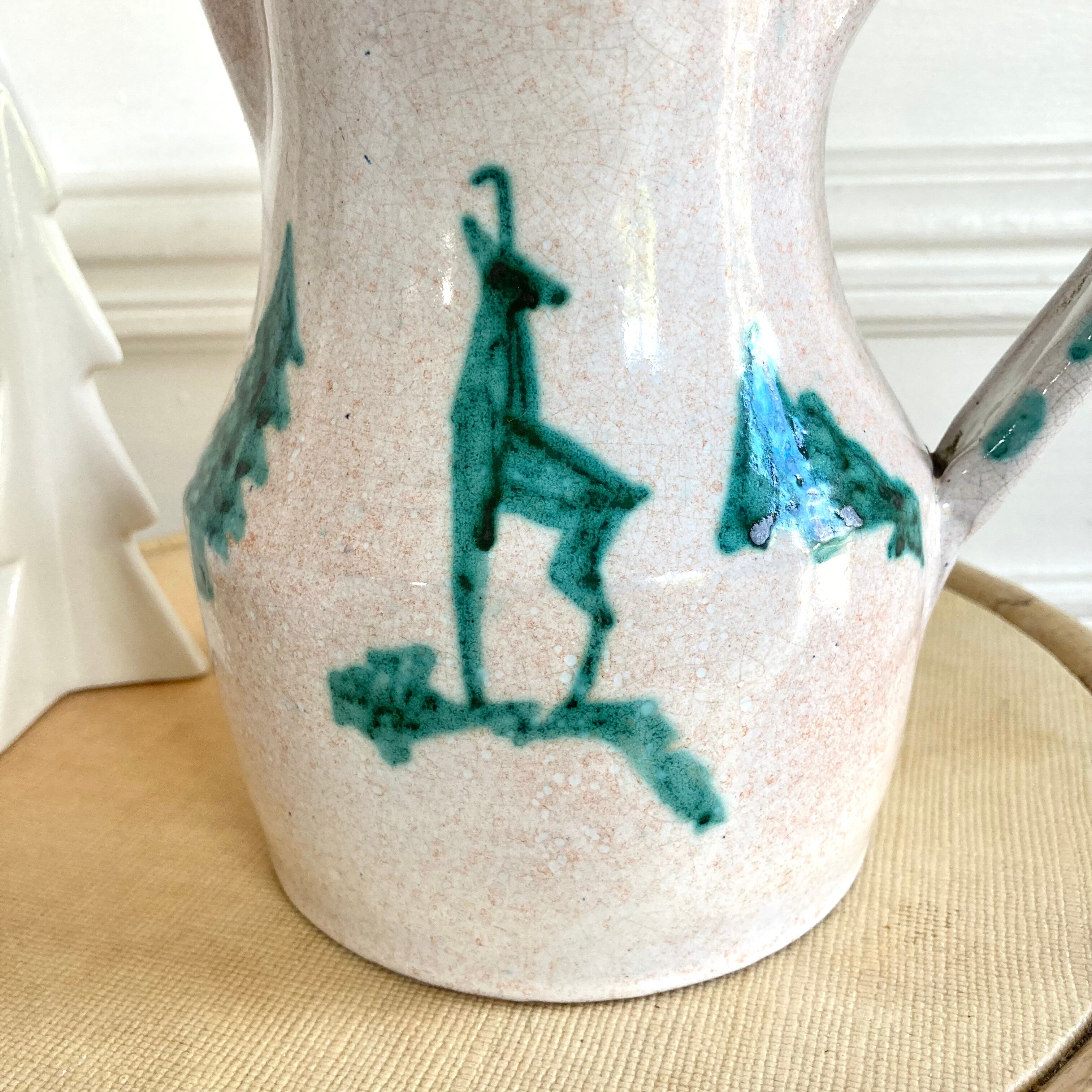 Enamelled pitcher numbered chalet or mountain décor