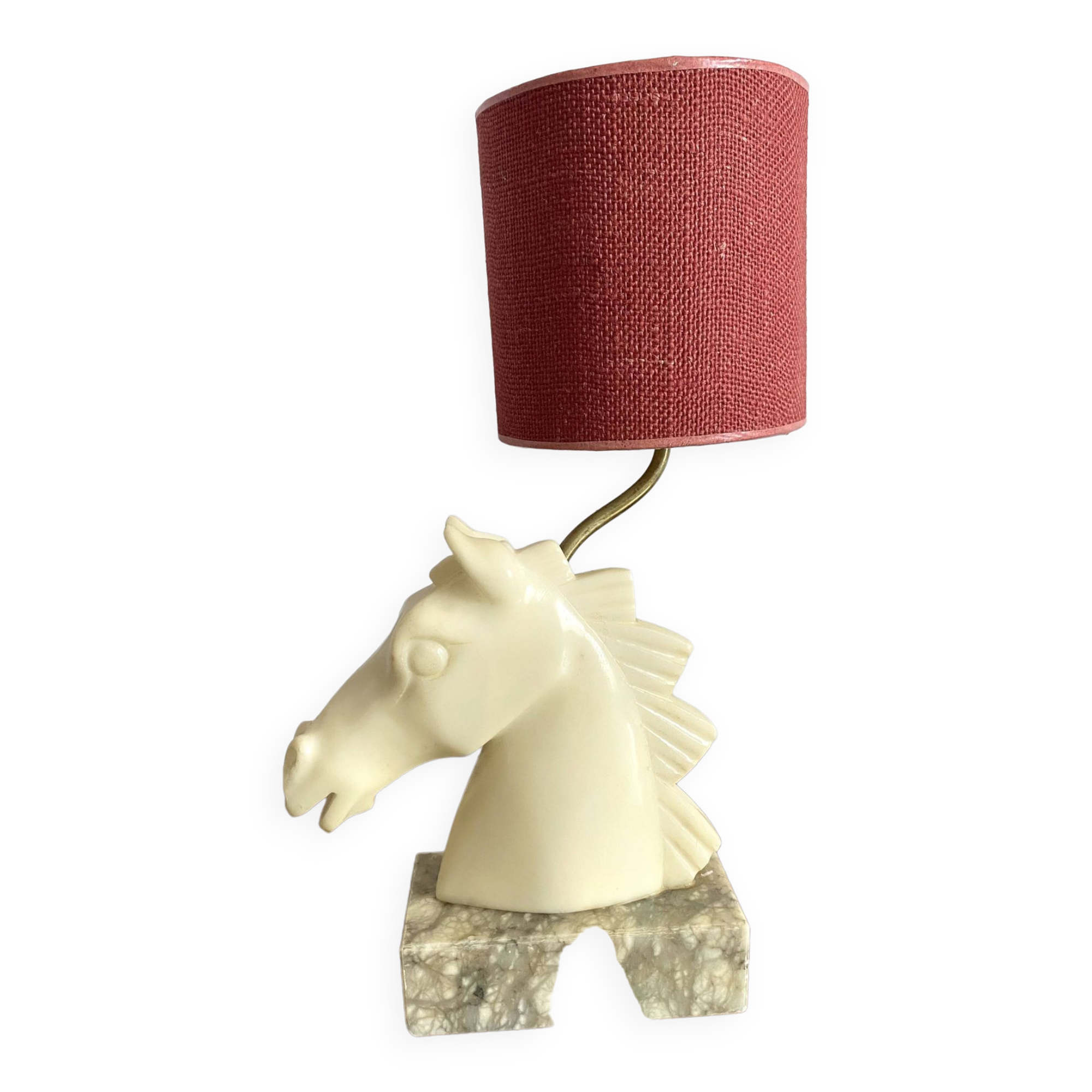 Alabaster horse head lamp, Italy