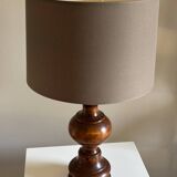 Vintage lamp with turned wooden base