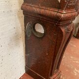 Pair of Louis XIV style fireplaces in red cherry marble. XIX century.