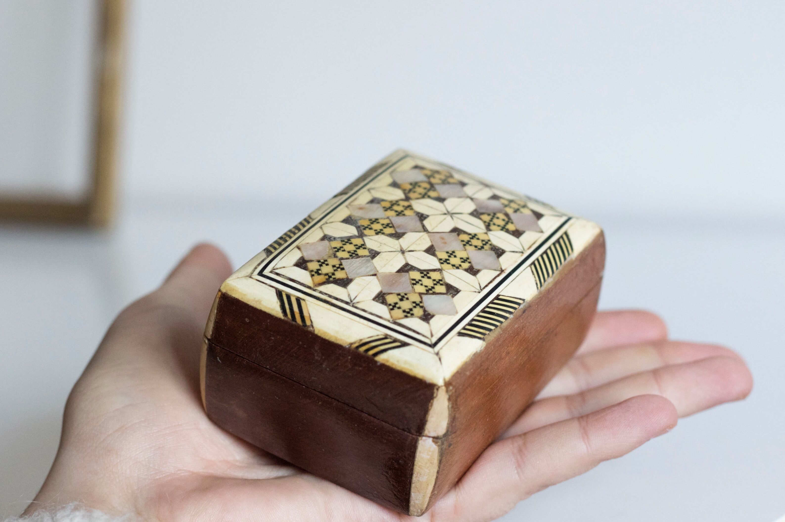 Old wooden box and mother-of-pearl