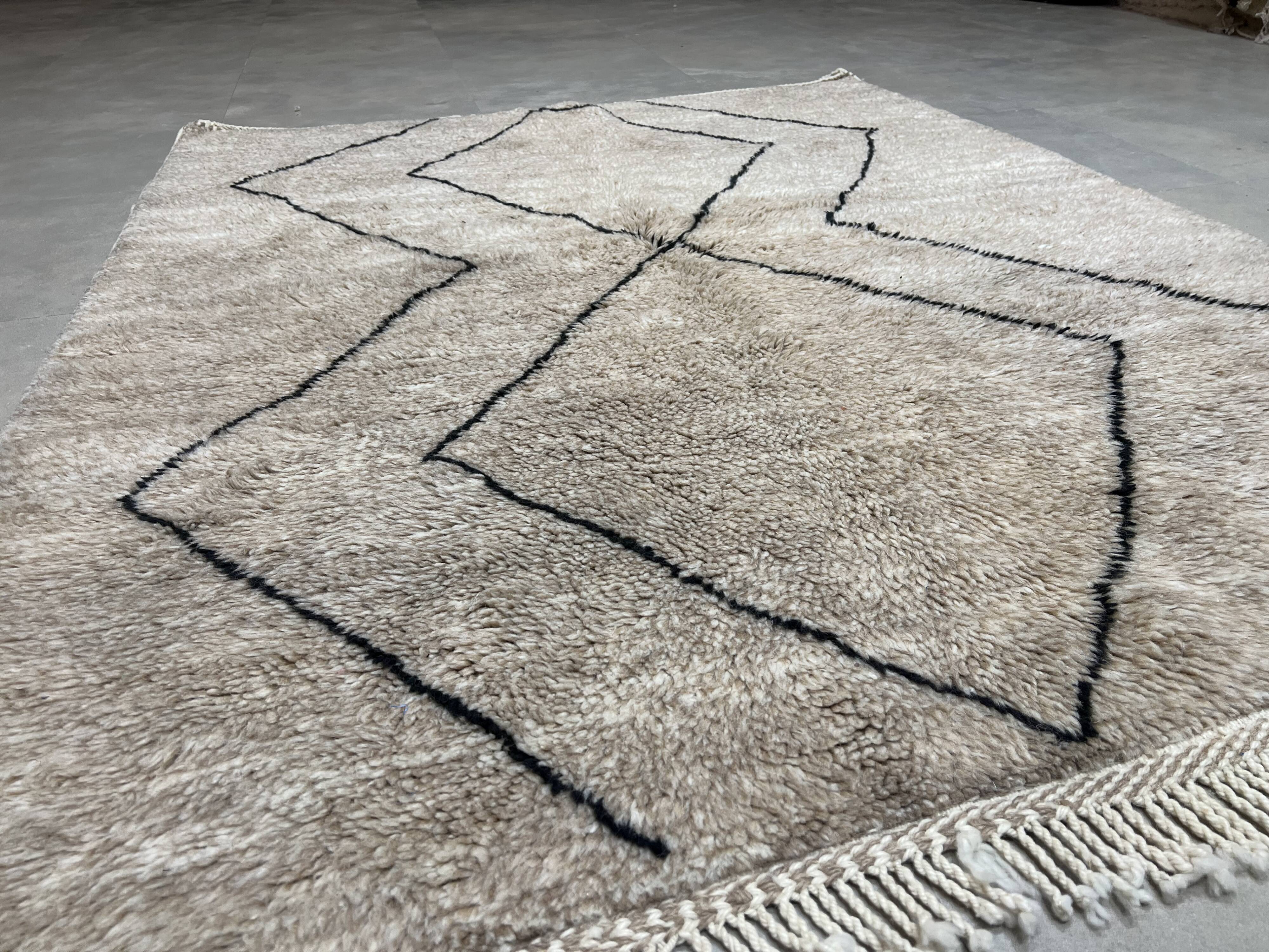 Carpet beniourain gray striped black 155x193cm