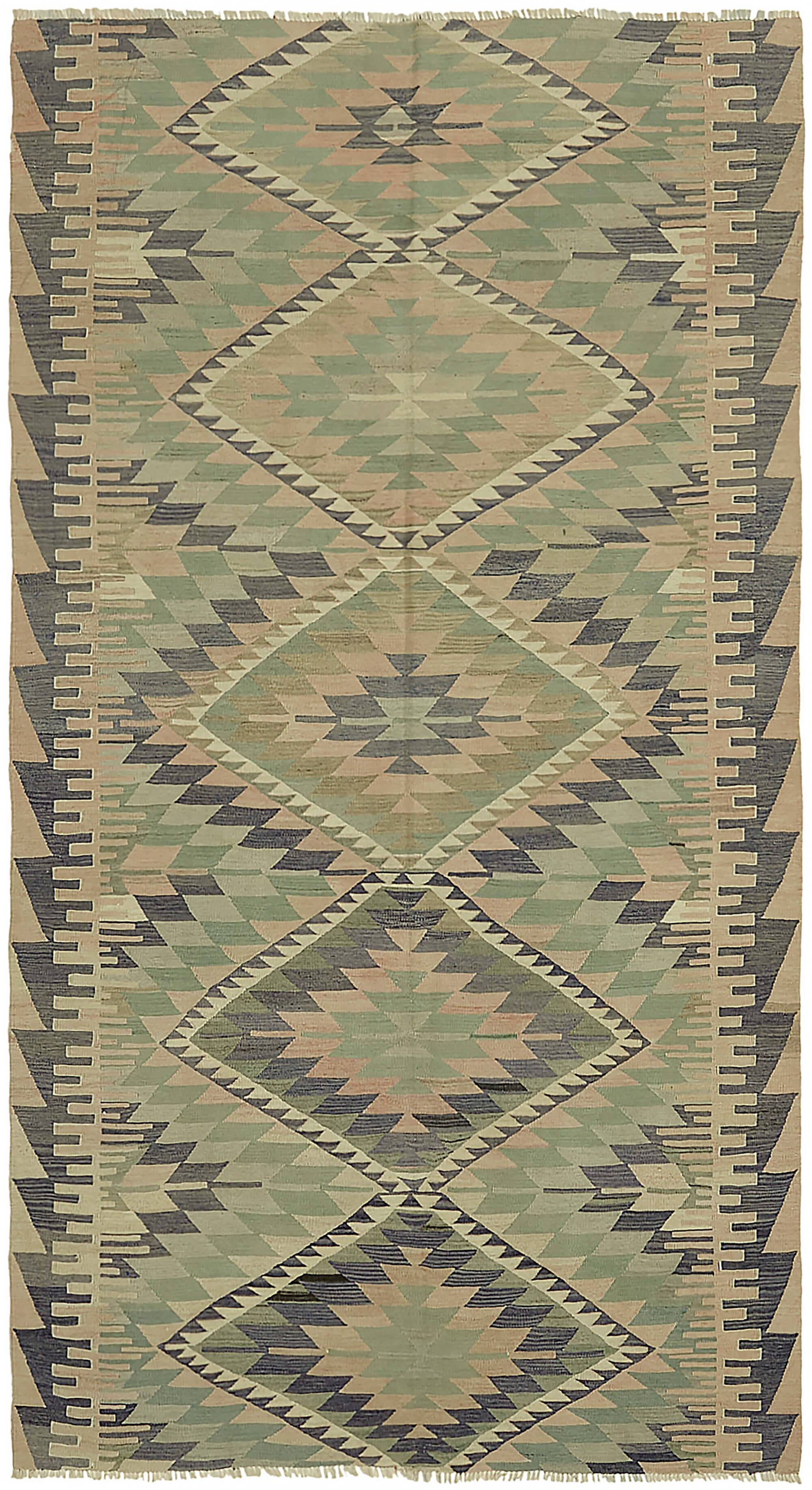 Turkish Handmade Vintage Anatolian Kilim 165 cm x 306 cm