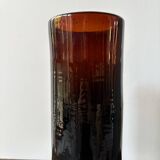 Vintage 1970s garnet brown glass roller vase