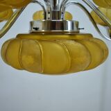 Lustre art déco en chrome et verre, 1930s