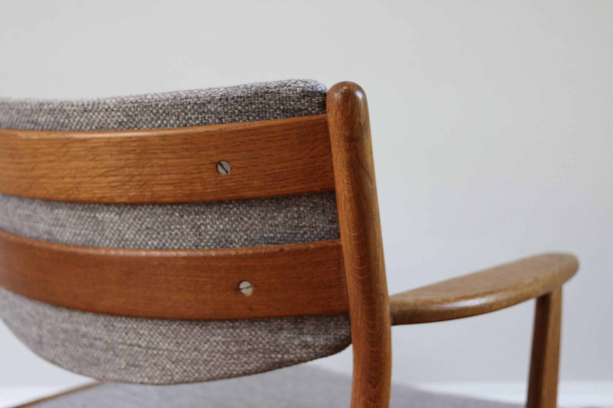 Pair of vintage Scandinavian Poul Volther J72 oak armchairs, 1960s