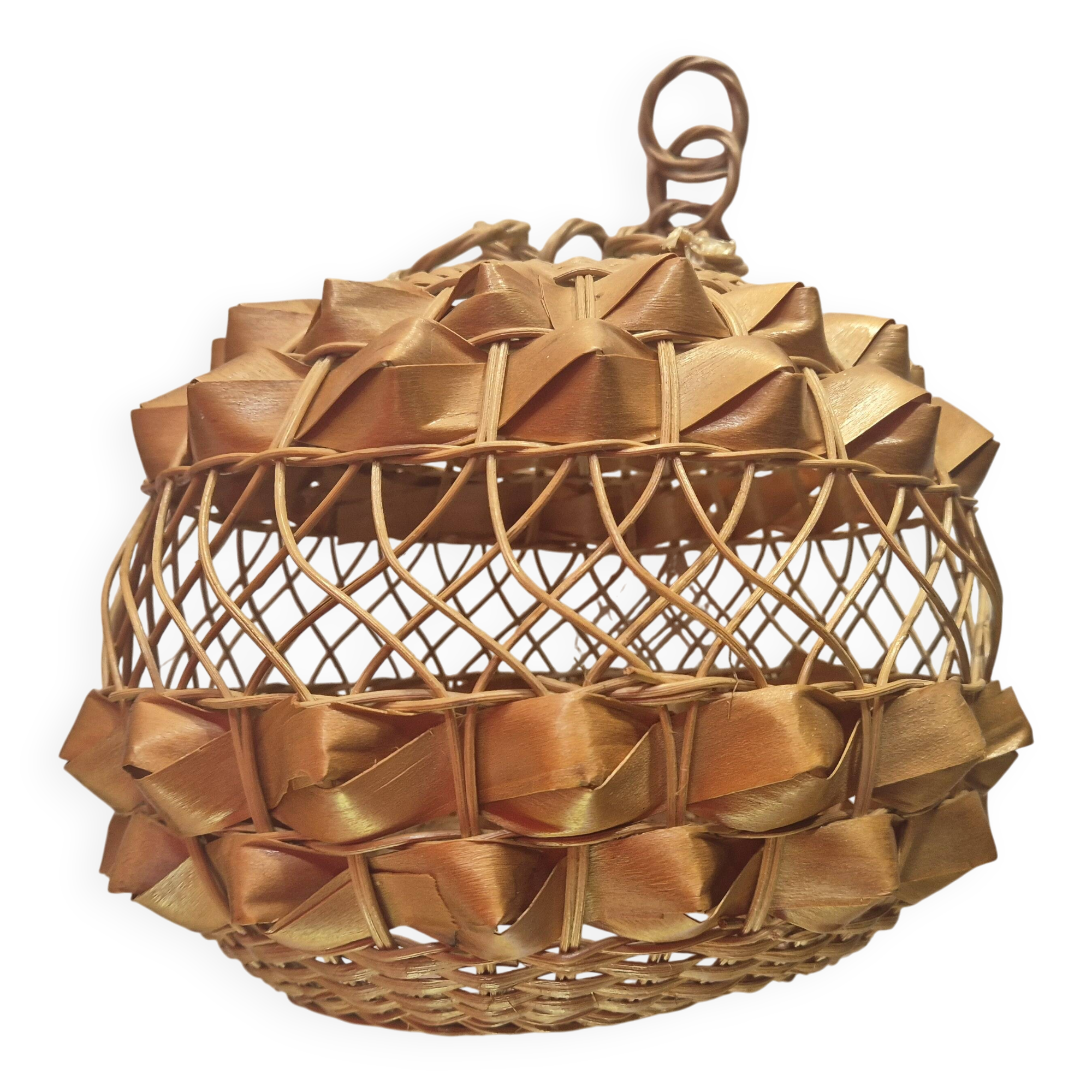 60s rattan wicker pendant light