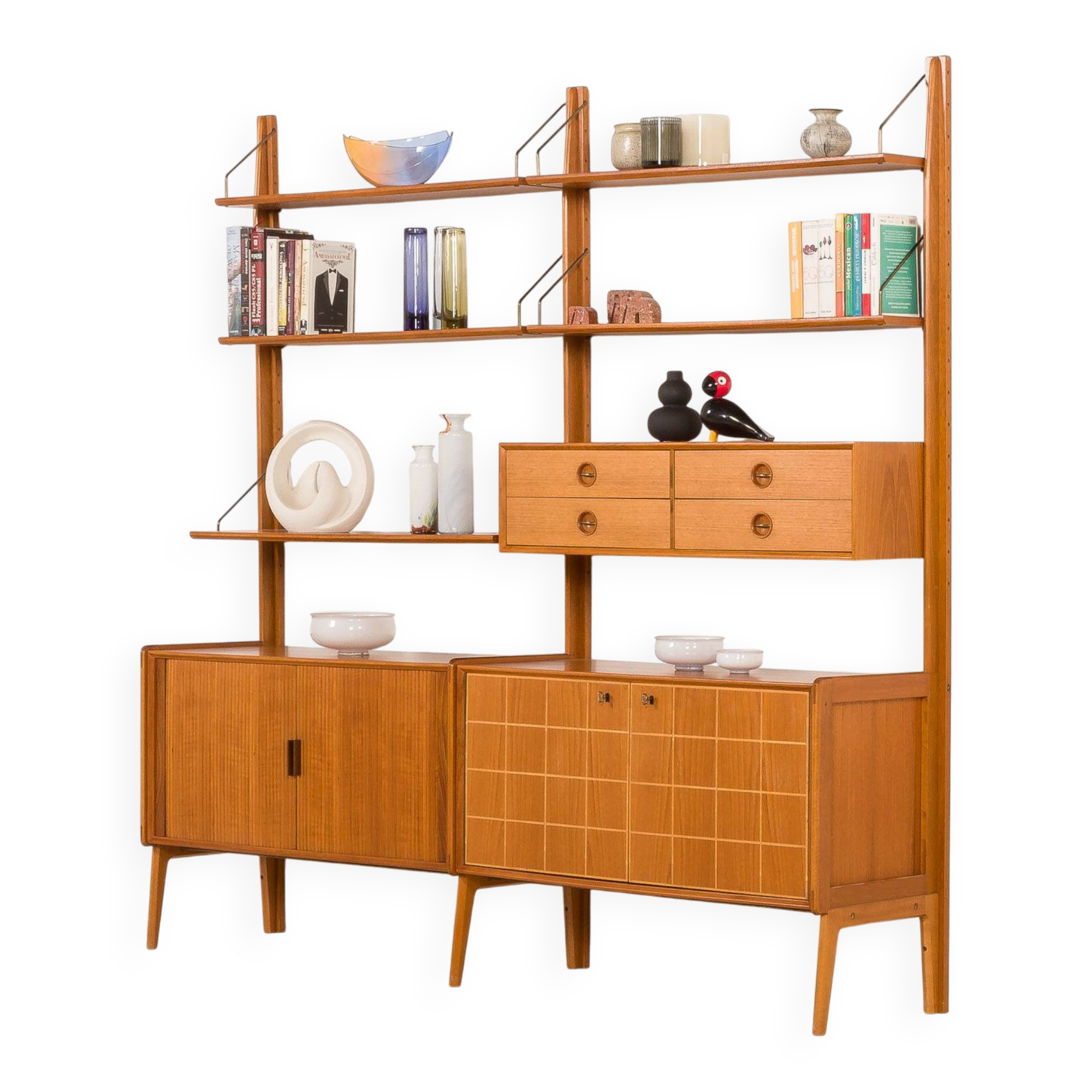 Fredrik A. Kayser teak free standing wall unit for Gustav Bahus, Norway 196