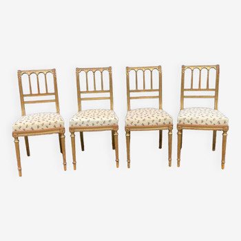 4 chaises en bois dore fin xixeme style louis xvi