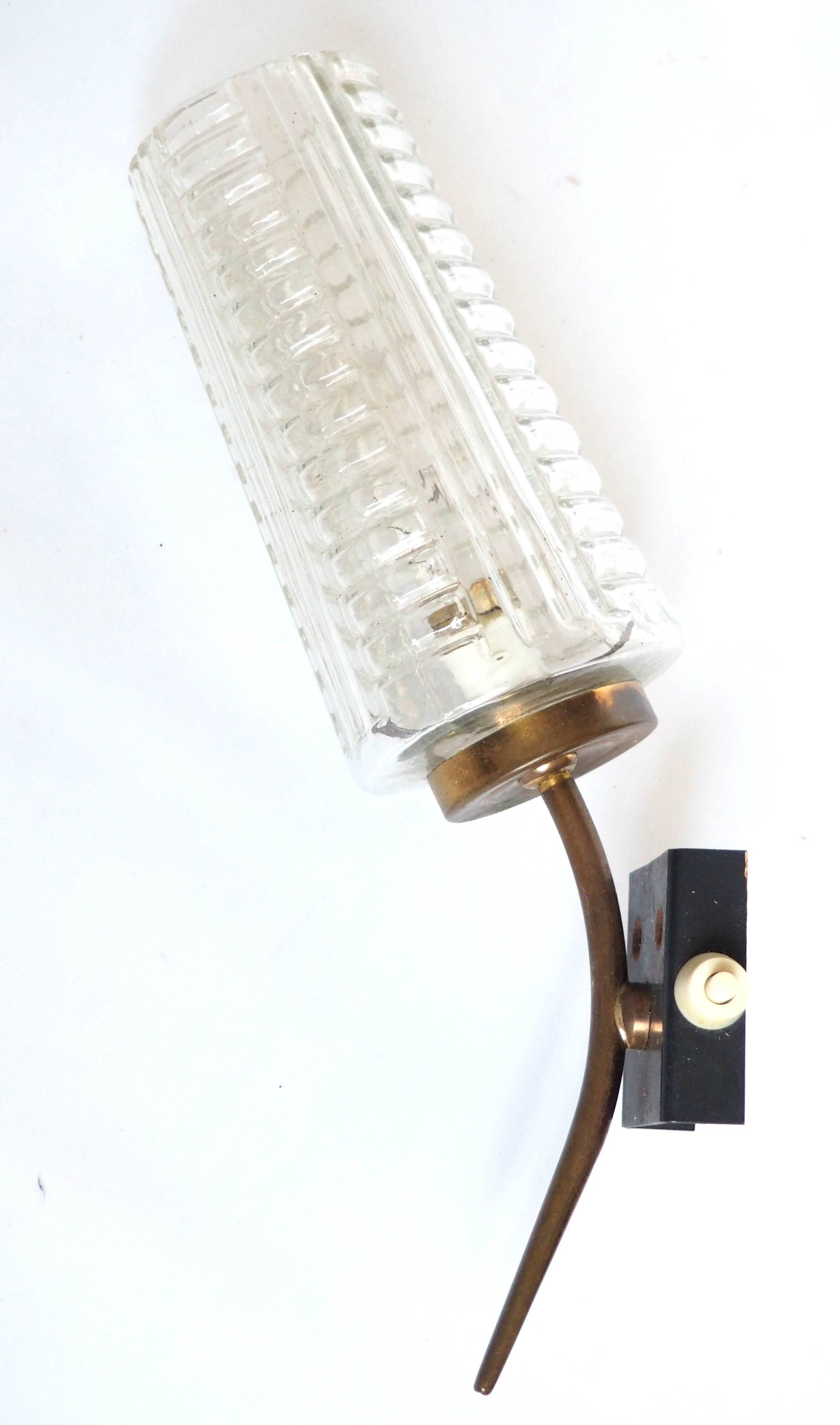Glass and brass wall light