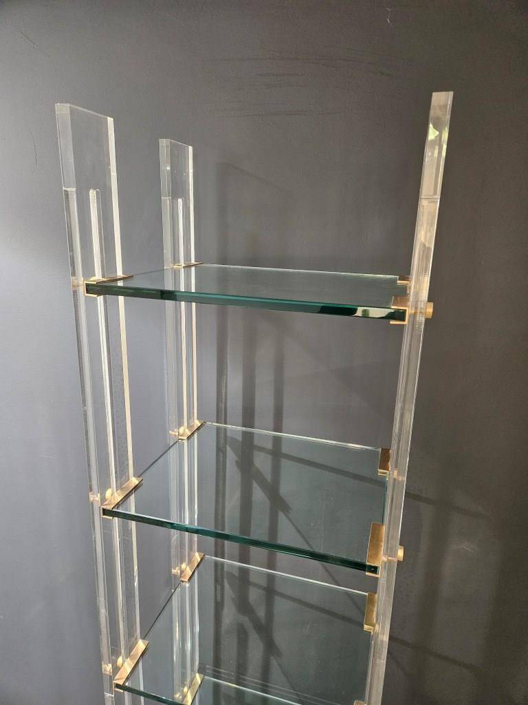 Designer shelf 70 in plexi glass and brass