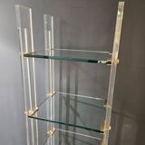 Designer shelf 70 in plexi glass and brass