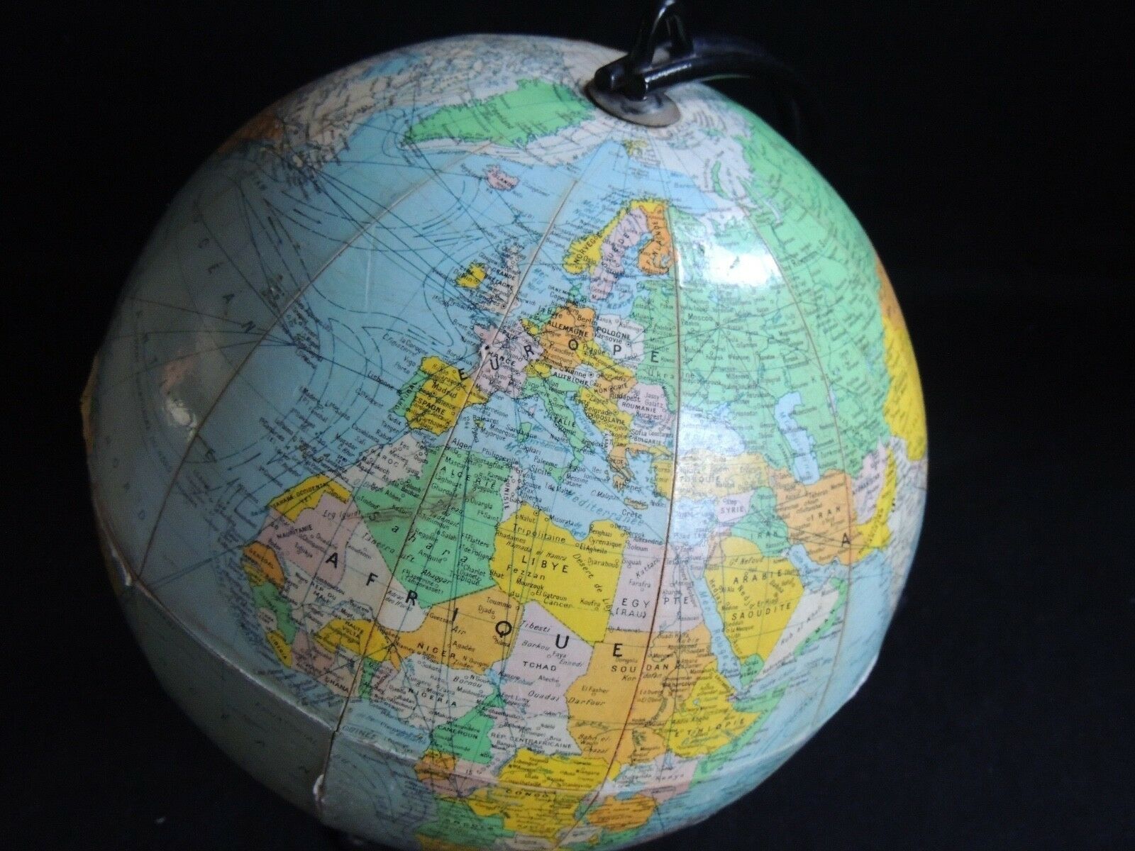 Globe earth base in metal Girard and Barrere Paris 1960