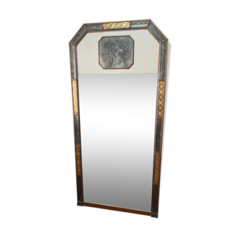 Golden patinated art deco mirror - 160x76cm