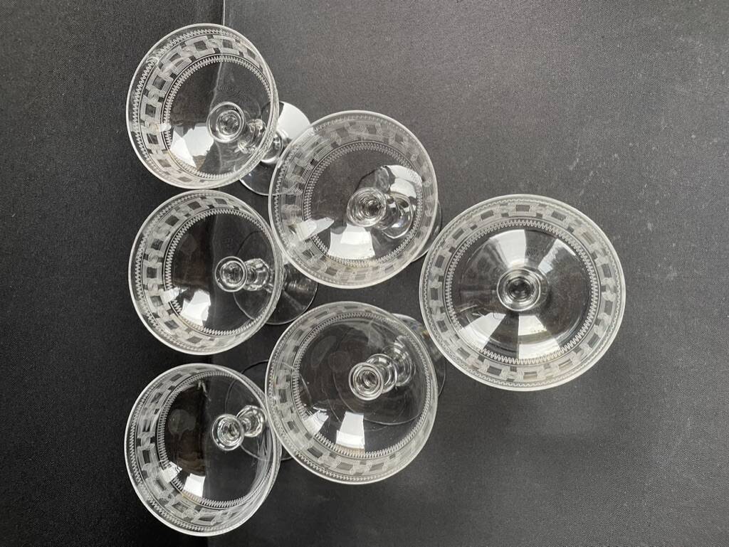 6 Baccarat champagne glasses engraving 3458