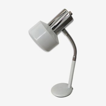 Lampe de bureau flexible blanche et inox