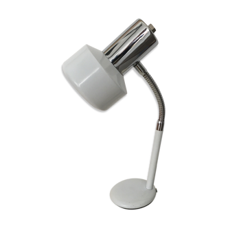 flexible white and stainless steel desk lamp