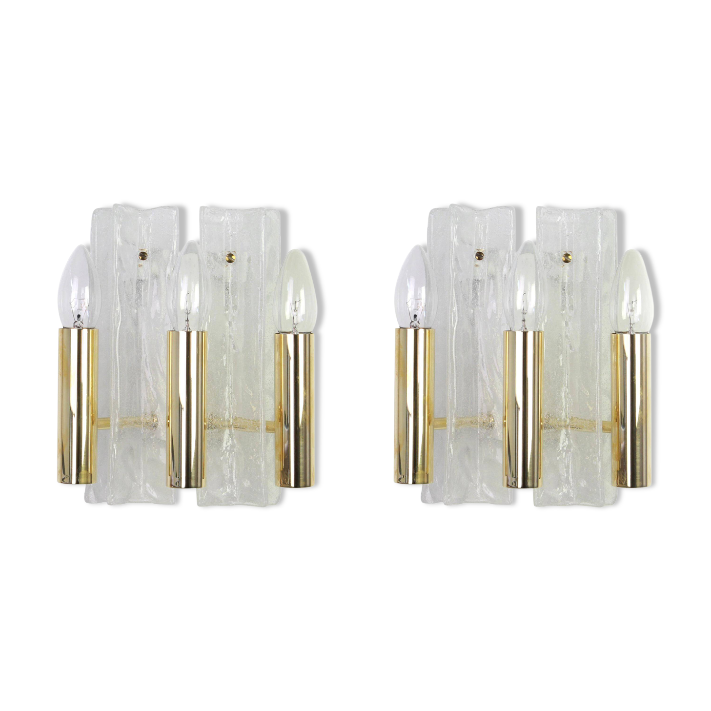 Pair of Murano glass wall lights by Kalmar, Model Lipizza, Austria, 1960s.