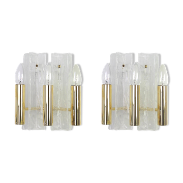 Pair of Murano glass wall lights by Kalmar, Model Lipizza, Austria, 1960s.